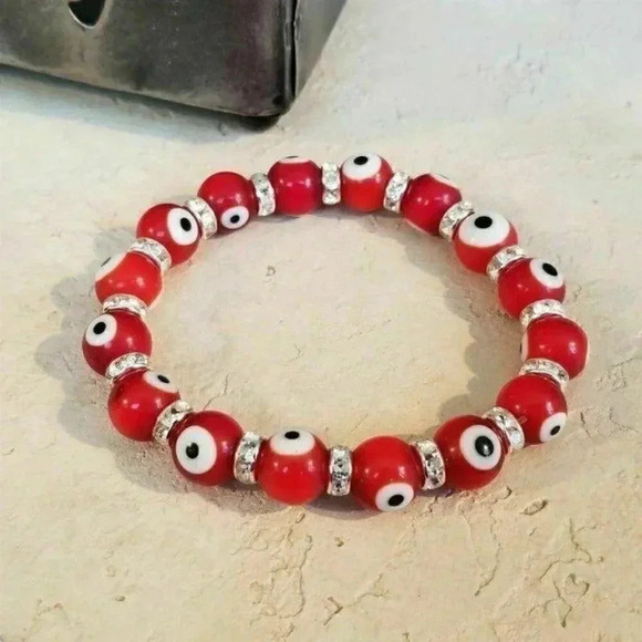 Handcrafted Turkish Evil Eye Talisman Bracelet Red - Picture 3 of 4